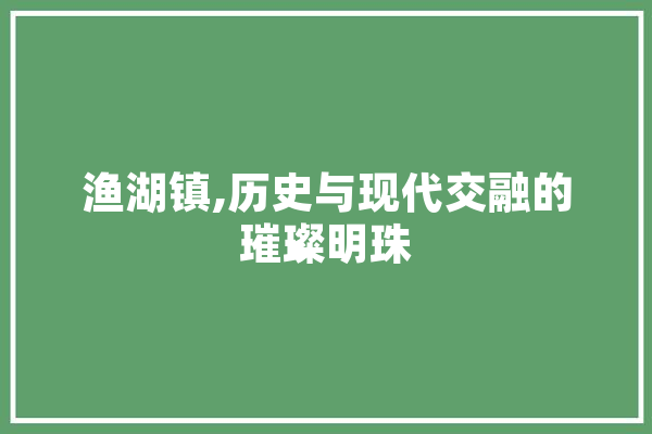 渔湖镇,历史与现代交融的璀璨明珠