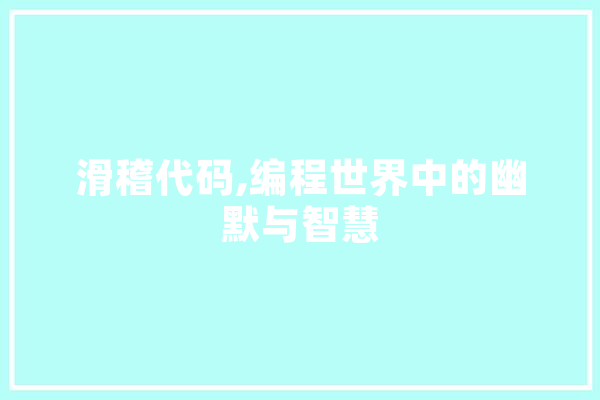 滑稽代码,编程世界中的幽默与智慧