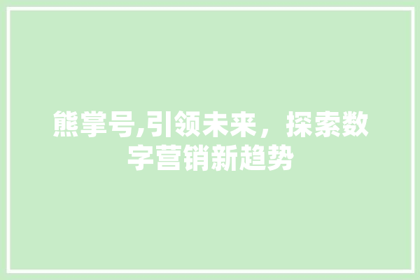 熊掌号,引领未来，探索数字营销新趋势