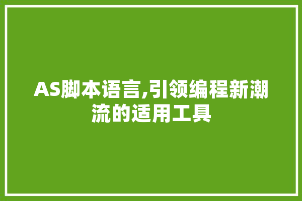 AS脚本语言,引领编程新潮流的适用工具