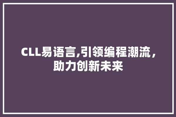 CLL易语言,引领编程潮流，助力创新未来 计算机