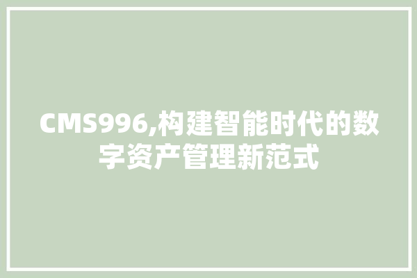 CMS996,构建智能时代的数字资产管理新范式 AI简讯