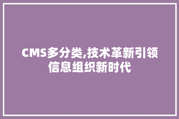 CMS多分类,技术革新引领信息组织新时代