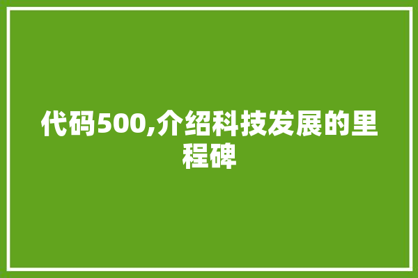 代码500,介绍科技发展的里程碑 科技快讯