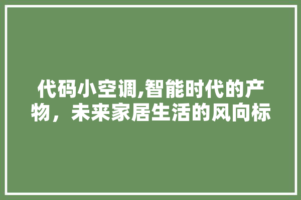 代码小空调,智能时代的产物，未来家居生活的风向标