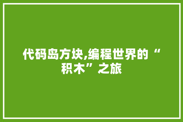 代码岛方块,编程世界的“积木”之旅