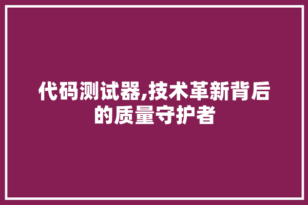 代码测试器,技术革新背后的质量守护者