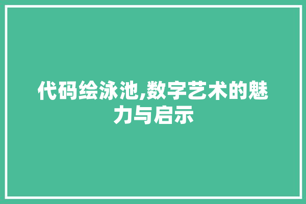 代码绘泳池,数字艺术的魅力与启示