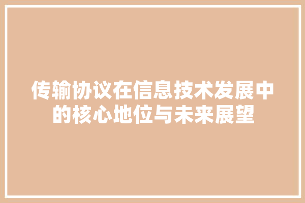 传输协议在信息技术发展中的核心地位与未来展望