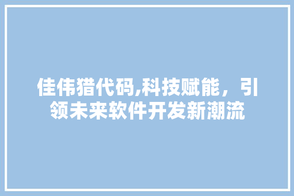 佳伟猎代码,科技赋能，引领未来软件开发新潮流