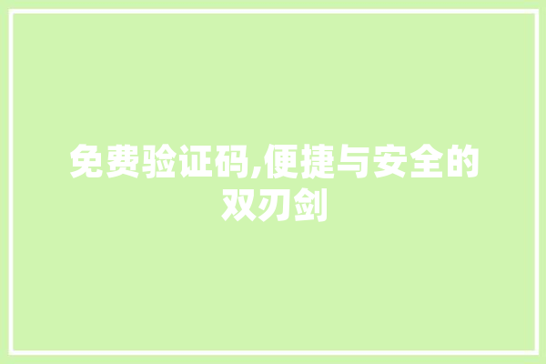 免费验证码,便捷与安全的双刃剑 文字写作