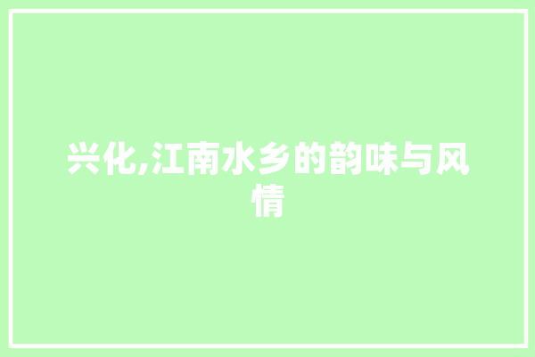 兴化,江南水乡的韵味与风情