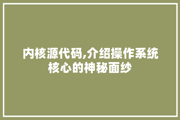 内核源代码,介绍操作系统核心的神秘面纱