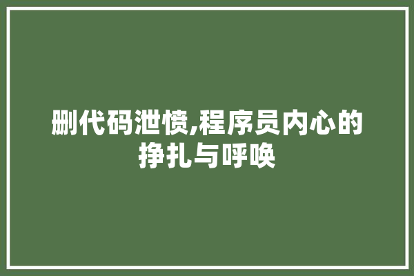 删代码泄愤,程序员内心的挣扎与呼唤