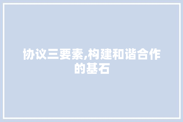 协议三要素,构建和谐合作的基石 绘影字幕