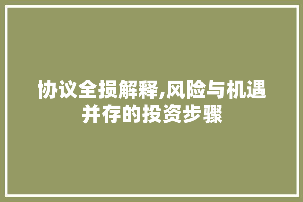 协议全损解释,风险与机遇并存的投资步骤 计算机