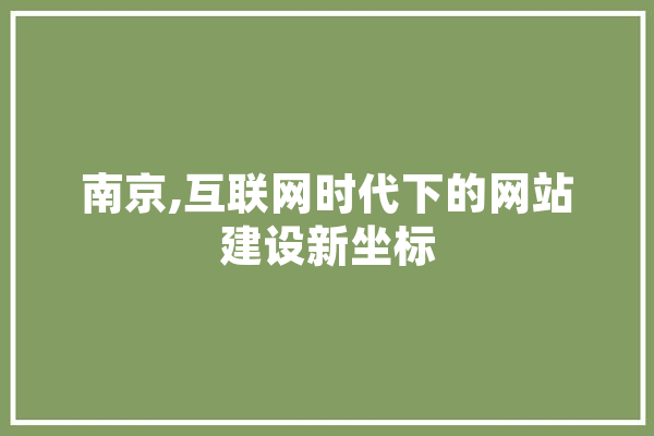 南京,互联网时代下的网站建设新坐标 AI快讯