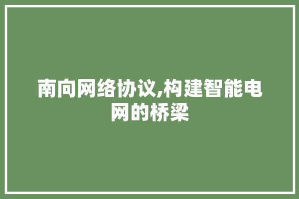 南向网络协议,构建智能电网的桥梁