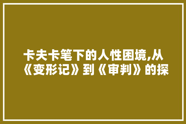 卡夫卡笔下的人性困境,从《变形记》到《审判》的探索 云服务