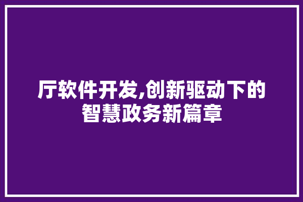 厅软件开发,创新驱动下的智慧政务新篇章