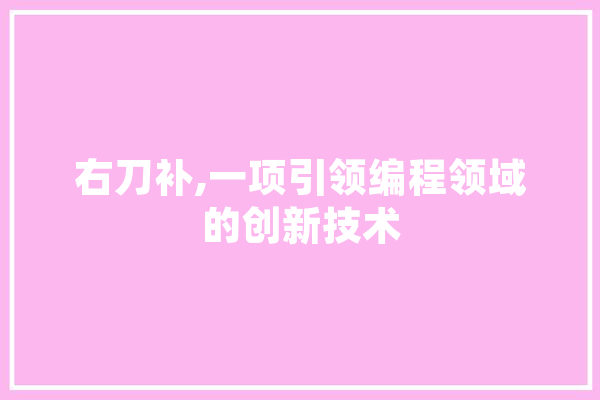 右刀补,一项引领编程领域的创新技术 绘影字幕