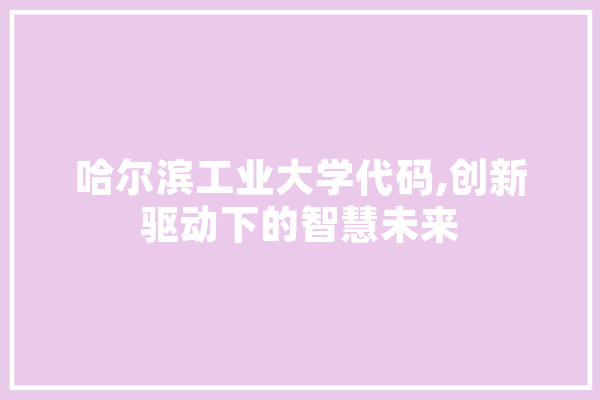 哈尔滨工业大学代码,创新驱动下的智慧未来