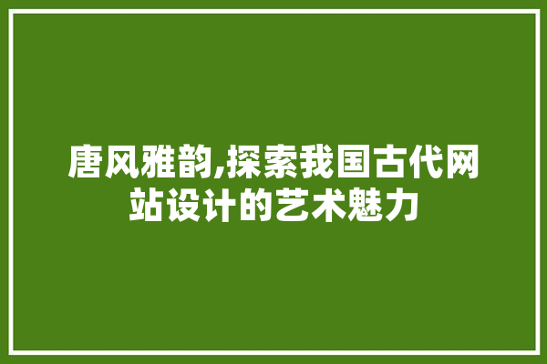 唐风雅韵,探索我国古代网站设计的艺术魅力