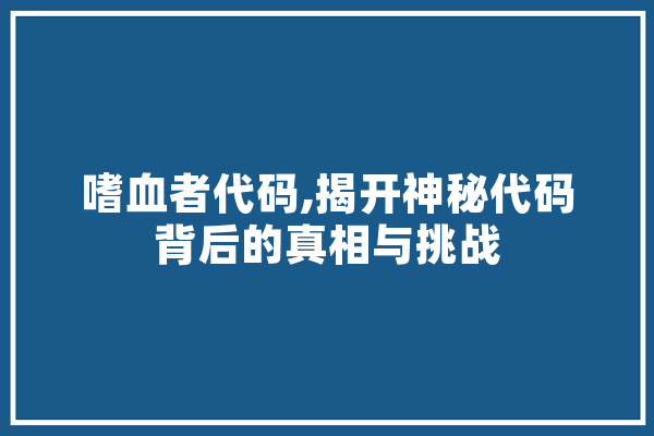 嗜血者代码,揭开神秘代码背后的真相与挑战