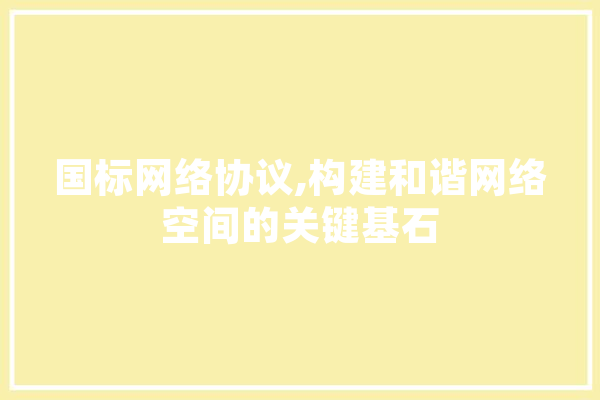 国标网络协议,构建和谐网络空间的关键基石 计算机