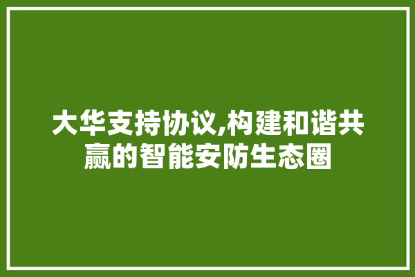 大华支持协议,构建和谐共赢的智能安防生态圈