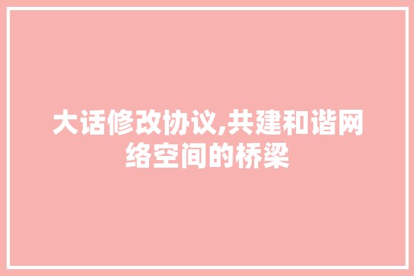 大话修改协议,共建和谐网络空间的桥梁