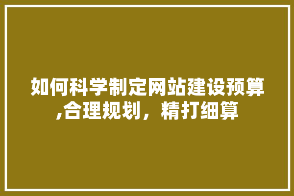 如何科学制定网站建设预算,合理规划，精打细算