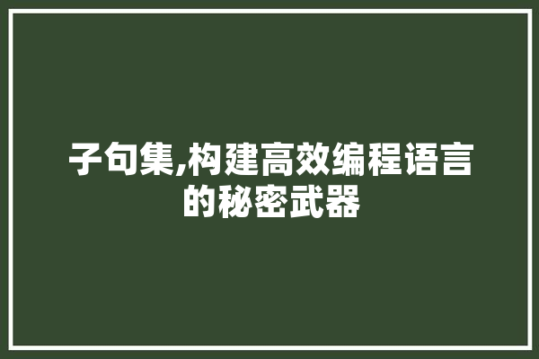 子句集,构建高效编程语言的秘密武器 科技快讯