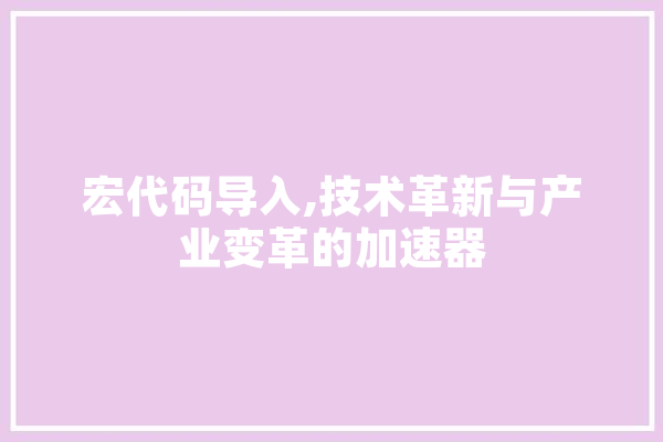 宏代码导入,技术革新与产业变革的加速器