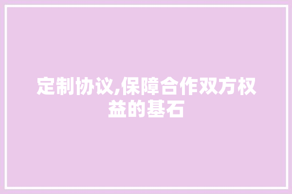 定制协议,保障合作双方权益的基石