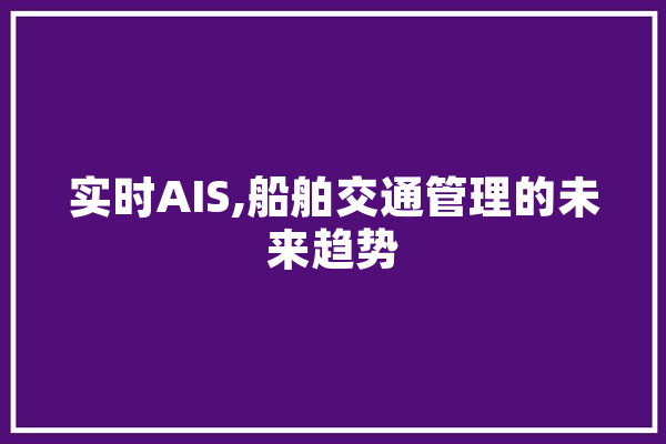 实时AIS,船舶交通管理的未来趋势