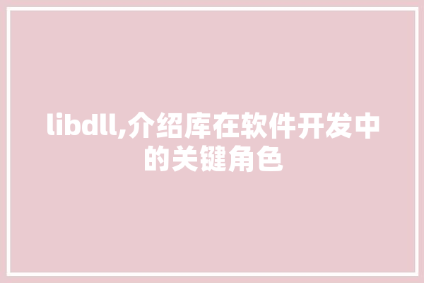 libdll,介绍库在软件开发中的关键角色 AI简讯