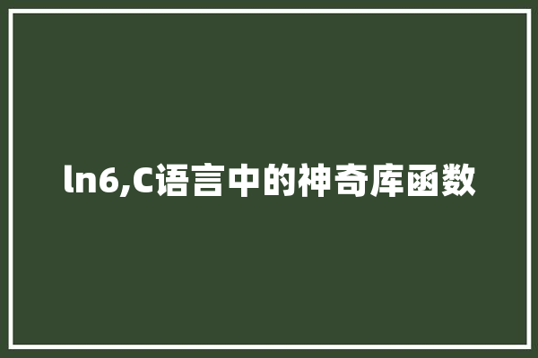 ln6,C语言中的神奇库函数
