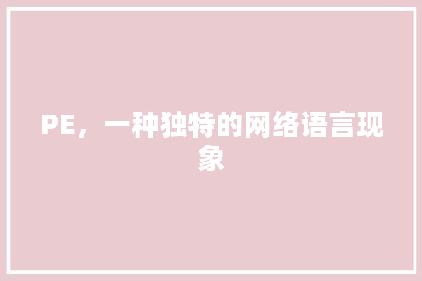 PE，一种独特的网络语言现象 文字写作