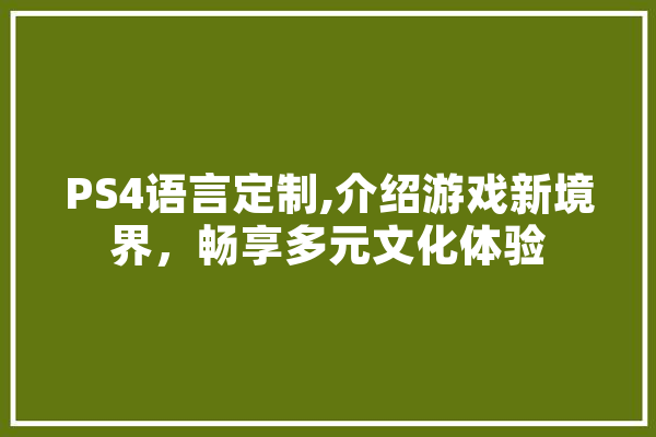 PS4语言定制,介绍游戏新境界，畅享多元文化体验