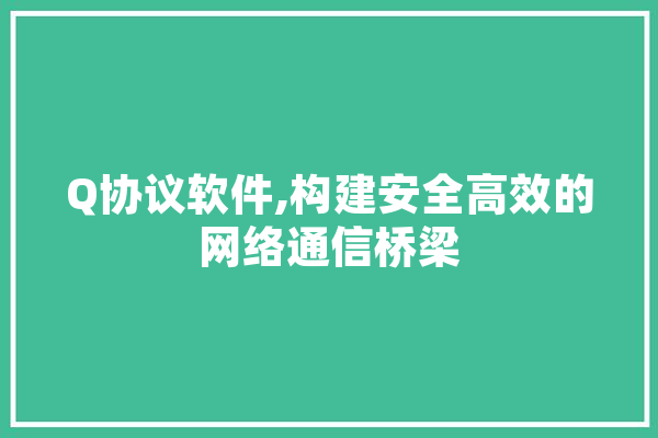 Q协议软件,构建安全高效的网络通信桥梁 文字写作