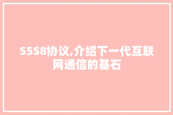 S5S8协议,介绍下一代互联网通信的基石 智能助手