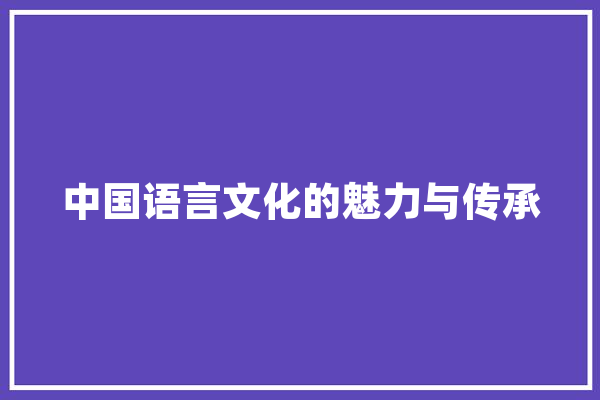 中国语言文化的魅力与传承 云服务
