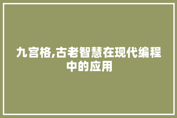 九宫格,古老智慧在现代编程中的应用
