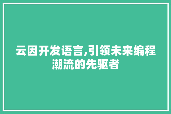云因开发语言,引领未来编程潮流的先驱者