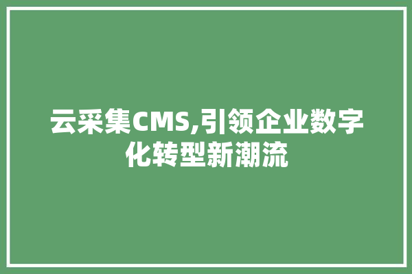 云采集CMS,引领企业数字化转型新潮流