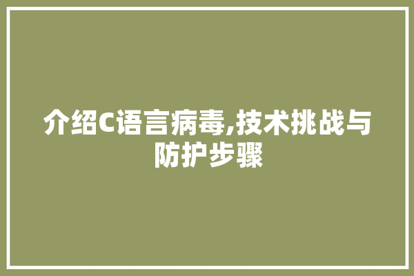 介绍C语言病毒,技术挑战与防护步骤