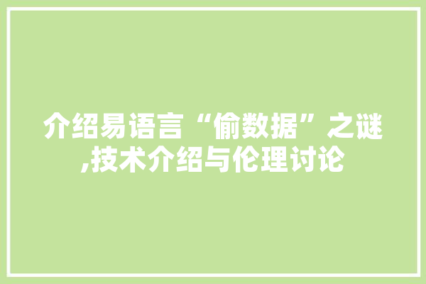 介绍易语言“偷数据”之谜,技术介绍与伦理讨论 云服务