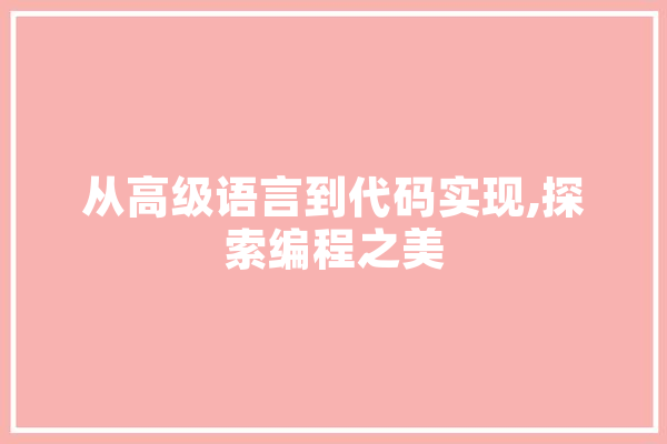 从高级语言到代码实现,探索编程之美