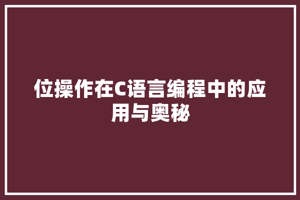 位操作在C语言编程中的应用与奥秘